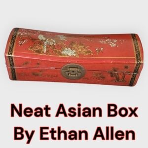 Ethan Allen box home size 16" x 5" + red pink green black brown gold